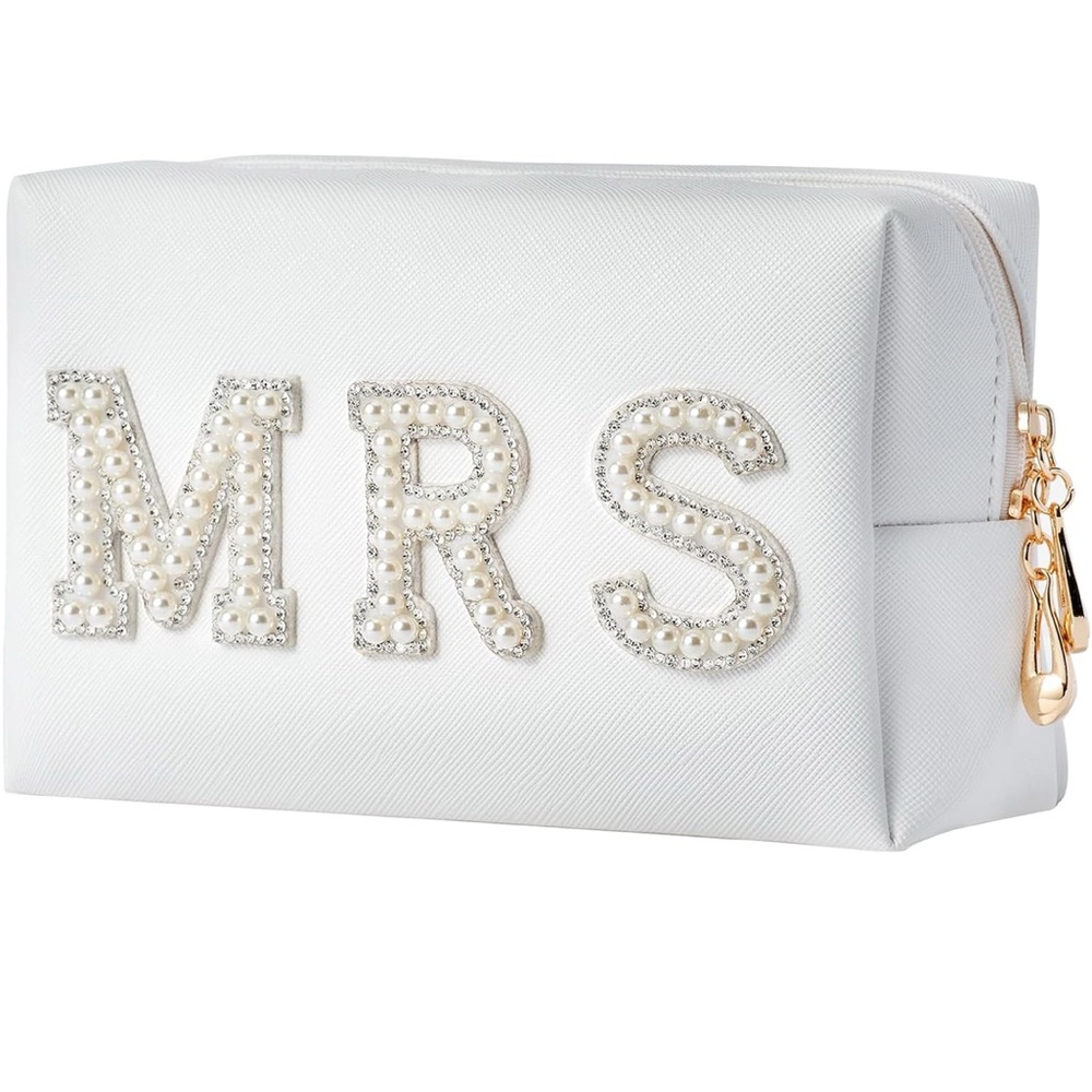 Chic White 'MRS' Cosmetic Bag clutch makeup bag